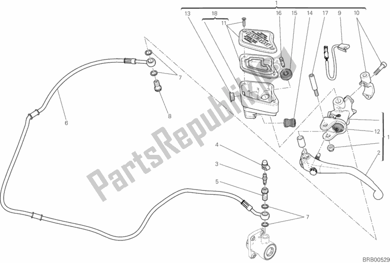All parts for the Clutch Master Cylinder of the Ducati Diavel Xdiavel S Thailand 1260 2016